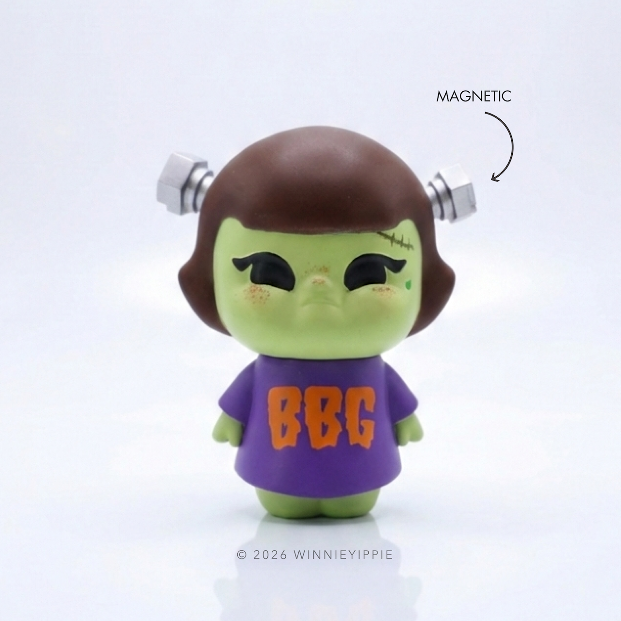 BBG Monsters & Misfits Frankenstein art toy with magnetic side bolts